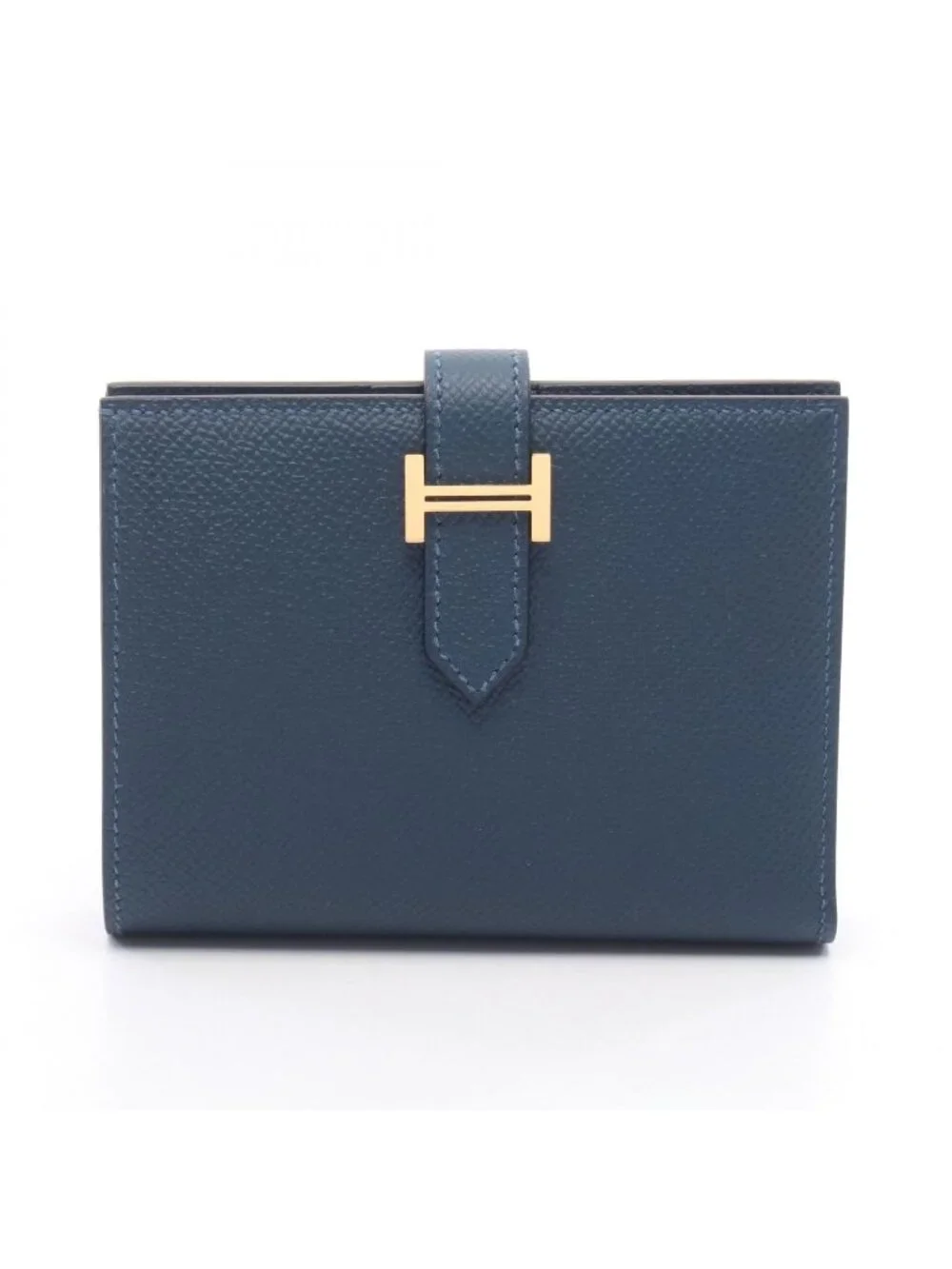 Hermes Bifold Wallet Bearn Compact Blue Dogalis Leather Calf